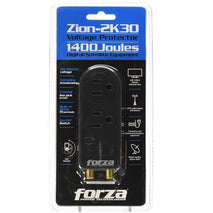 PROTECTOR / VOLTAJE / FORZA / 120V / 1400J / 2 NEMA / 2 COAX / UR100FOR40 / FVP0200C / ZION-2K30 / NEGRO