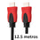 CABLE / HDMI MACHO A MACHO / CORDON / NEGRO Y ROJO / 12.5M