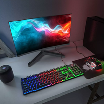 KIT TECLADO MOUSE Y MOUSE PAD RGB GAMER MFTEK CON CABLE