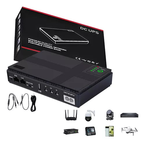 MINI UPS PORTABLE POWER BANK 36W 10.400MAH 5-9-12V /USB / POE 15-24V / – Click Soluciones Digitales - La Concordia