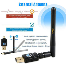 ANTENA WIFI, ADAPTADOR WIFI INALÁMBRICO, 600MBPS DE DOBLE BANDA 2.4G Y 5G