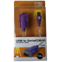 CABLE ADAPTADOR CONVERTIDOR DE USB MACHO A SERIAL DB-9 MACHO ANERA AE-URS232M-1.8M